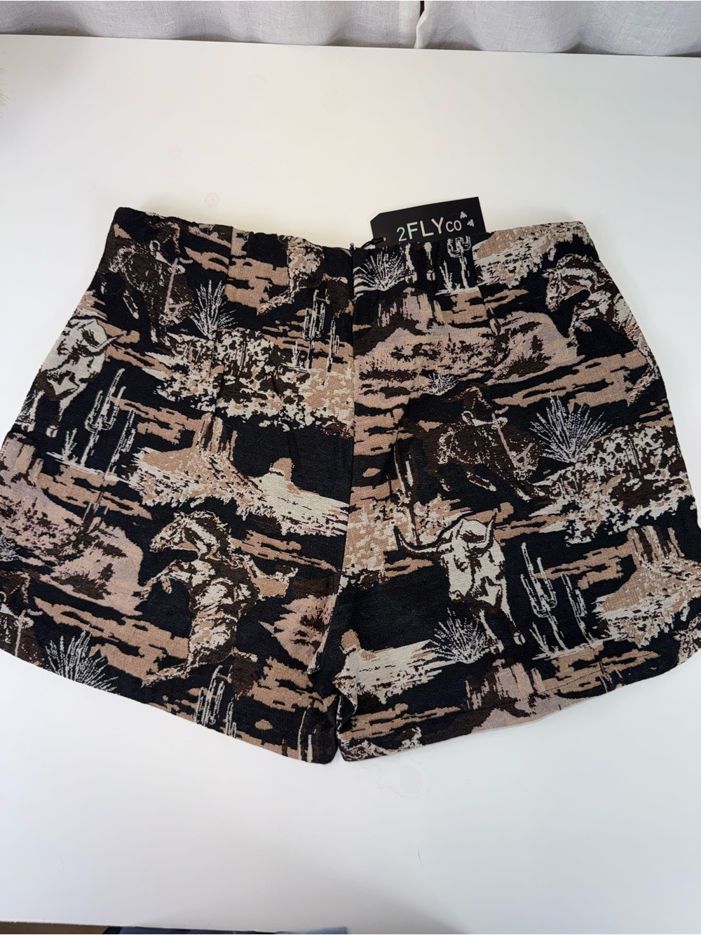 2FLyCo Women’s Black & Tan Desert Print Athletic Shorts - Picture 5 of 6